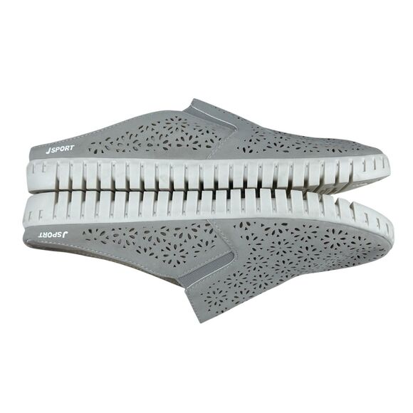 JSPORT Women’s Slip-On Mules Size 10M Gray Perforated Comfort Casual Shoes - Picture 6 of 10
